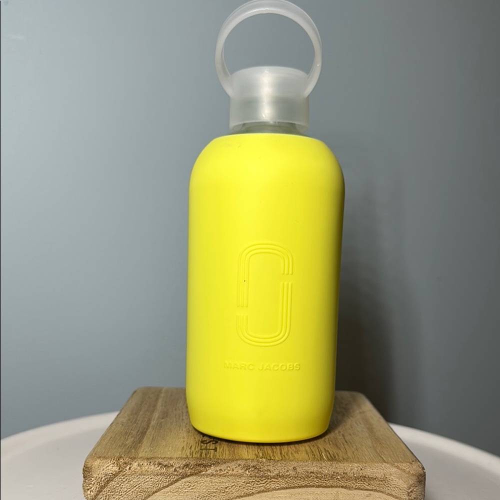 Marc Jacobs Neon Yellow glass Bottle with rubber branding and Handle